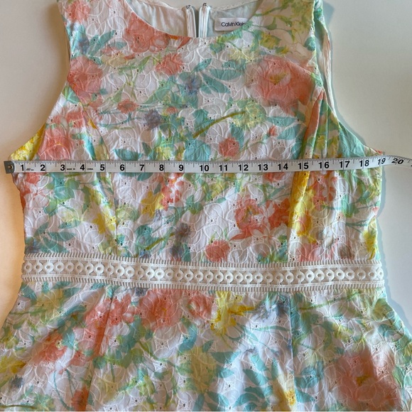 Calvin Klein Floral-Print Eyelet A-Line Dress - Picture 6 of 14